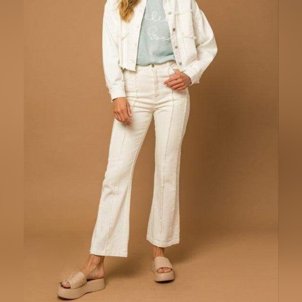 Gilli Frayed Hem Flare Denim Pants